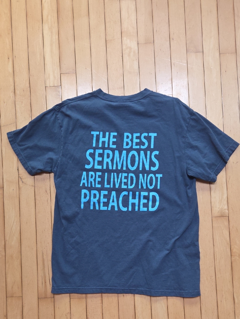 Womens Graphic Tee - Navy with Light Blue Slogan